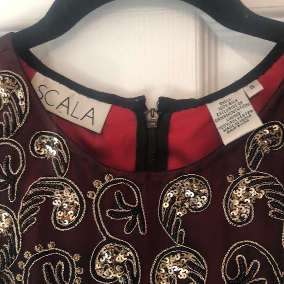 Scala beaded burgundy cocktail dress - Picture 3 of 4